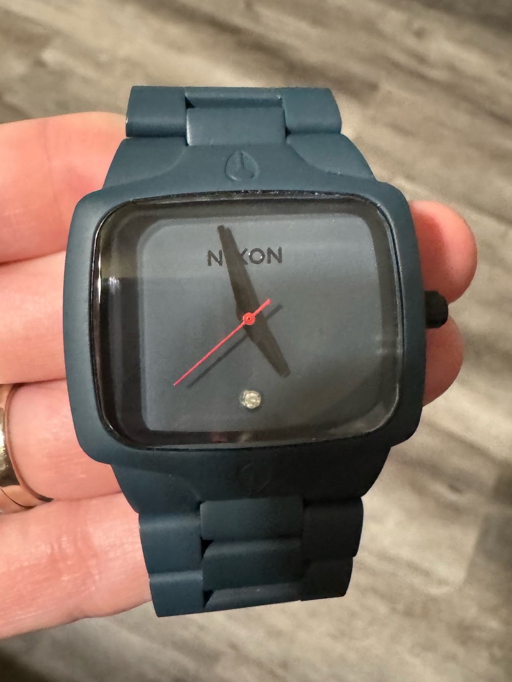 Nixon Teal Watch with Red Seconds Accent